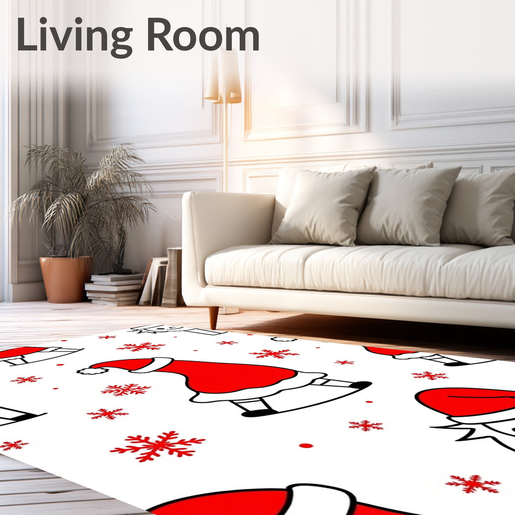 Christmas Red Santa Snowflakes Repeat Rug