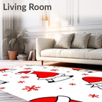Christmas Red Santa Snowflakes Repeat Rug