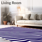 Deep Blue Diagonal Stripe Wave Rug