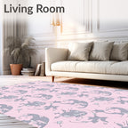 Charming Pink Elephant Whimsical Repeat Rug