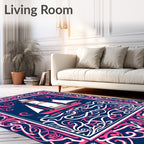 Nautical Lighthouse Ship on Ocean Waves Rug