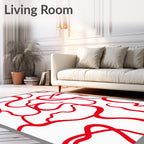 Crimson Ribbon Fluid Abstract Rug