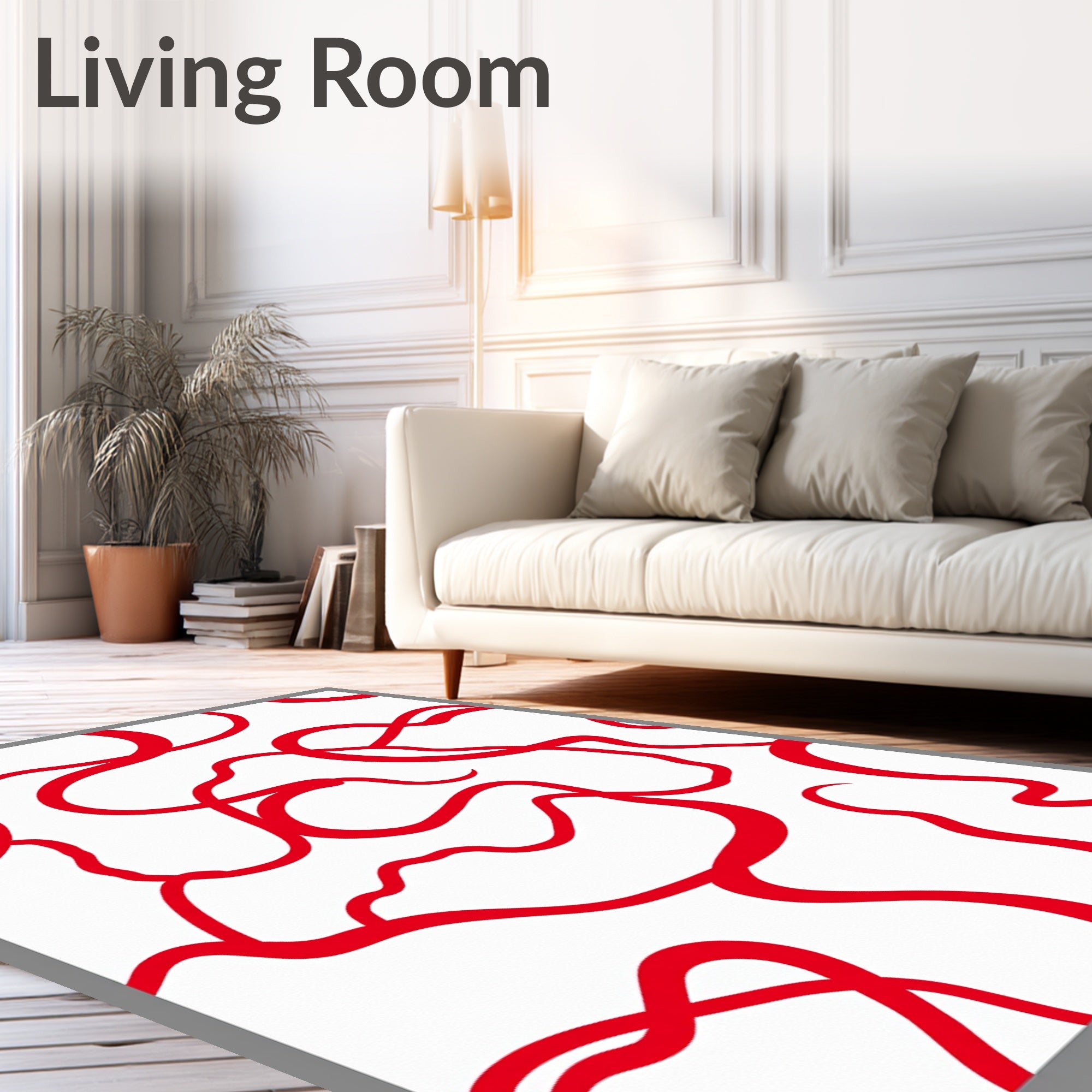 Crimson Ribbon Fluid Abstract Rug