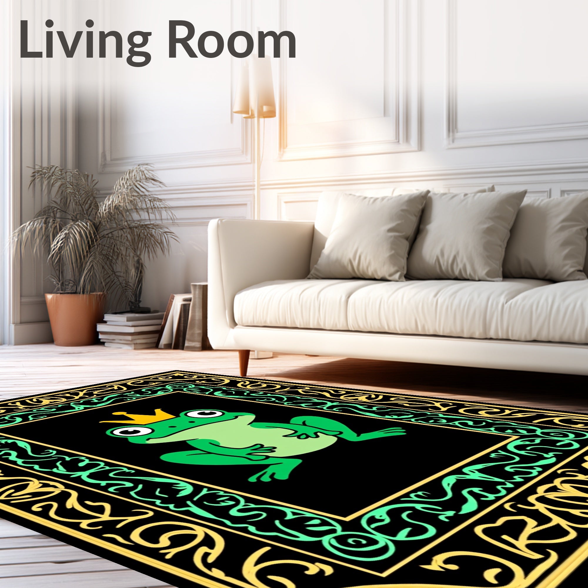 Green Frog King Royal Frame Rug