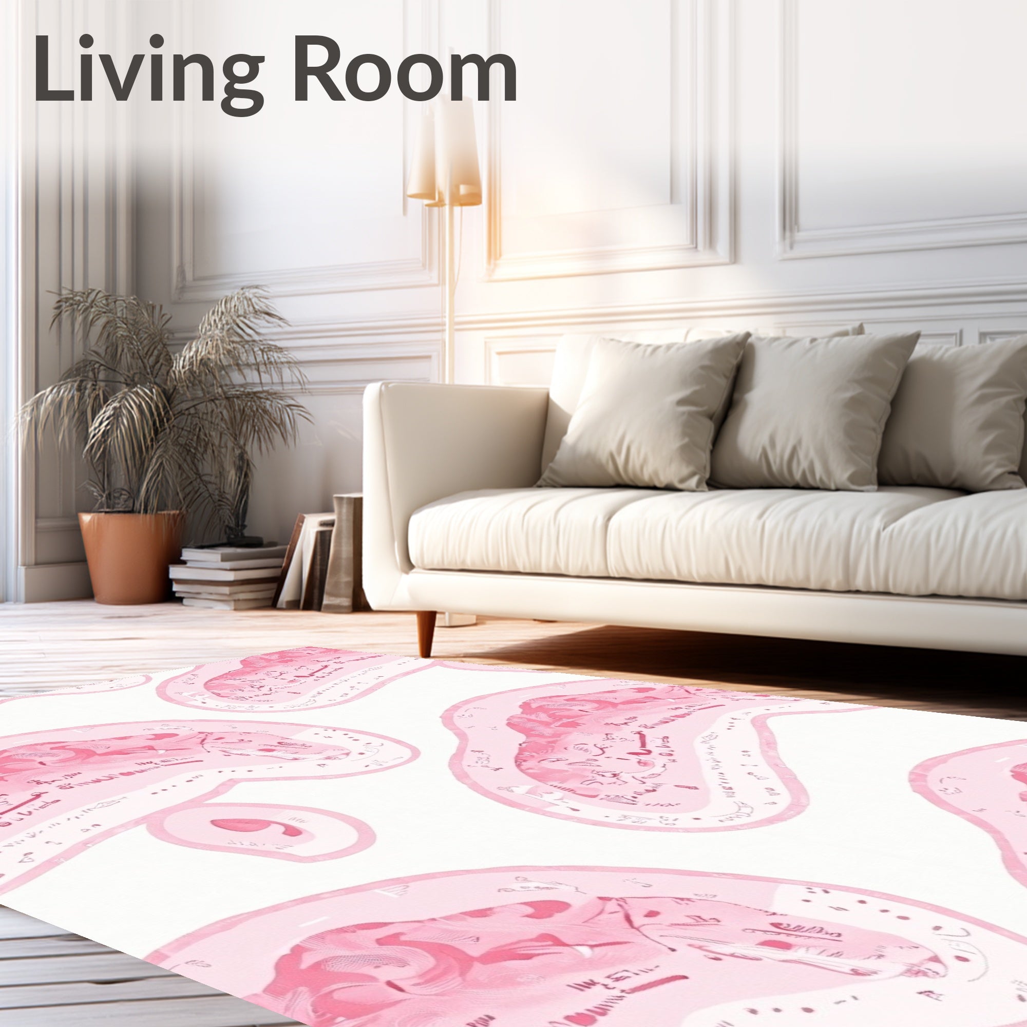 Pastel Pink Amorphous Swirls Rug