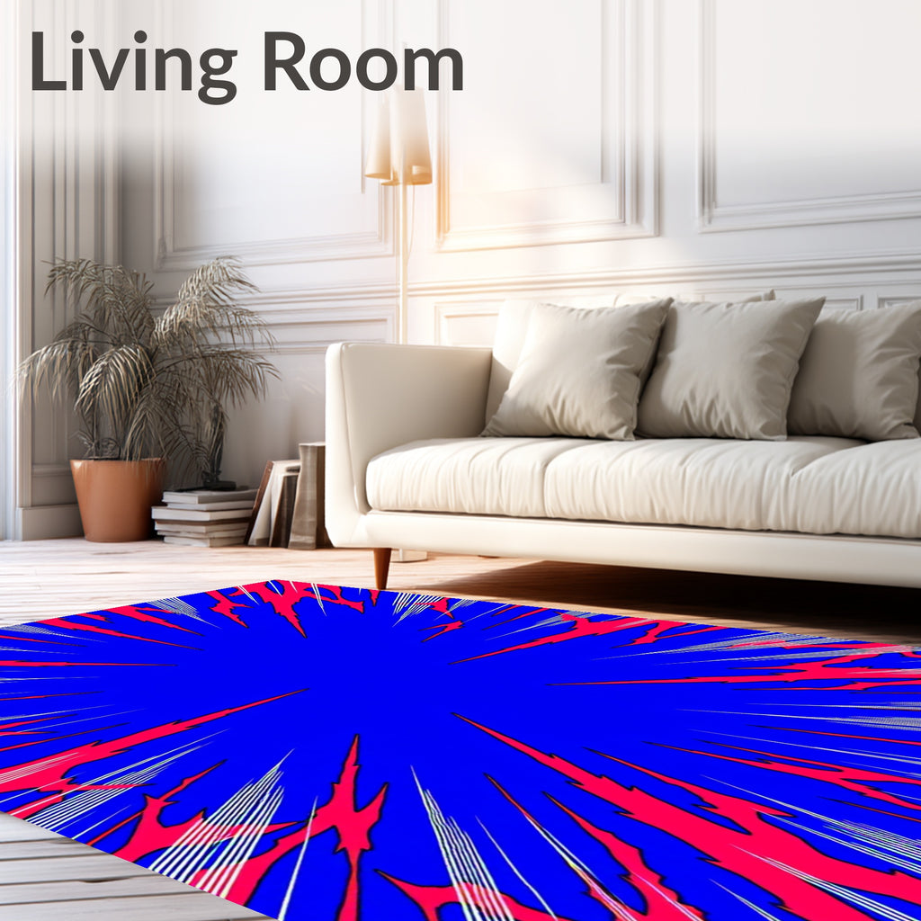 Explosive Crimson Radial Burst Rug