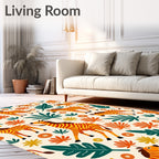 Bold Orange Yellow Zebra Foliage Rug
