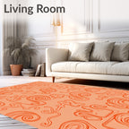 Abstract Orange Swirls Contour Rug