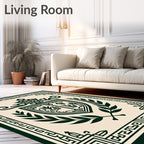 Dark Green Laurel Crest Emblem Rug