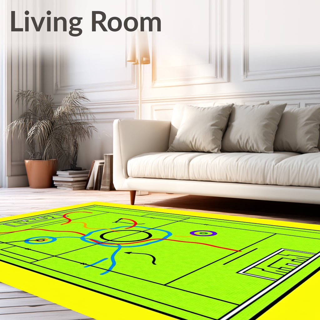 Vibrant Green Sports Play LinesRug Rug