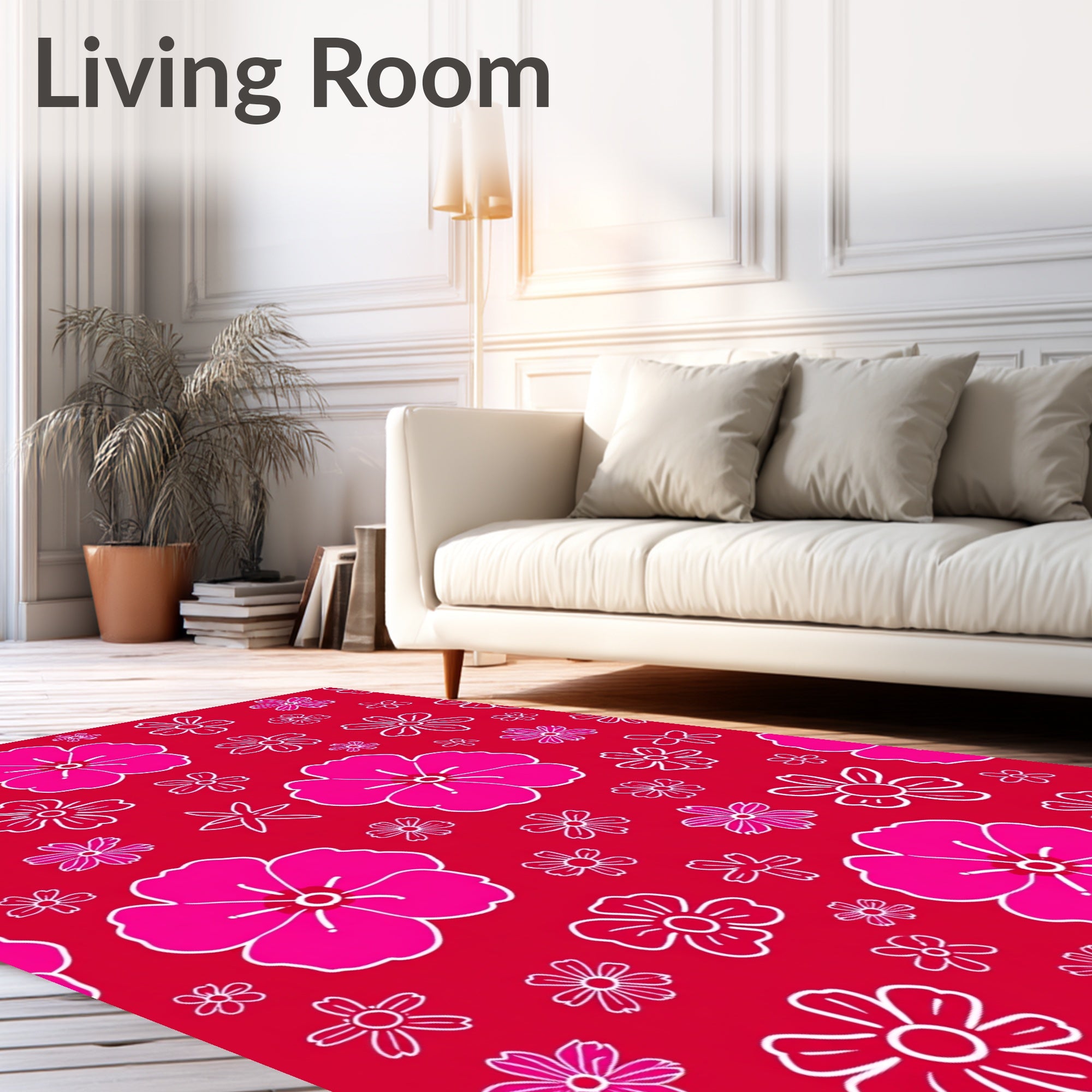 Vibrant Pink Floral Scatter Rug
