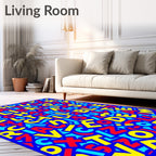 Bold Red Yellow Alphabet Chaos Rug