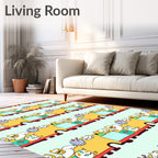 Whimsical Yellow Train Cartoon Crew Rug