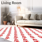Vibrant Red Linear Tribal Rug