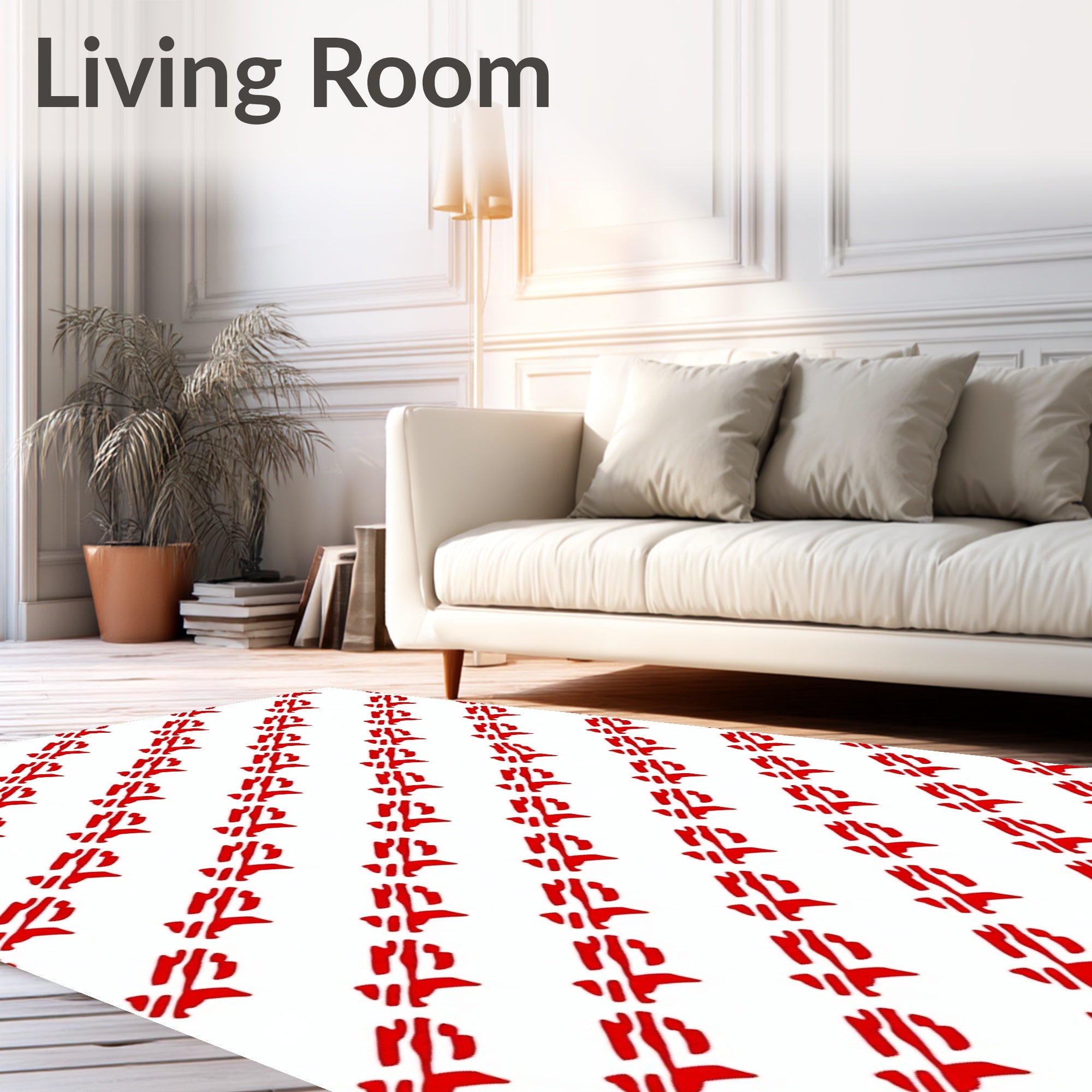 Vibrant Red Linear Tribal Rug