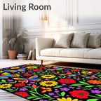 Vibrant Butterfly Garden Floral Rug