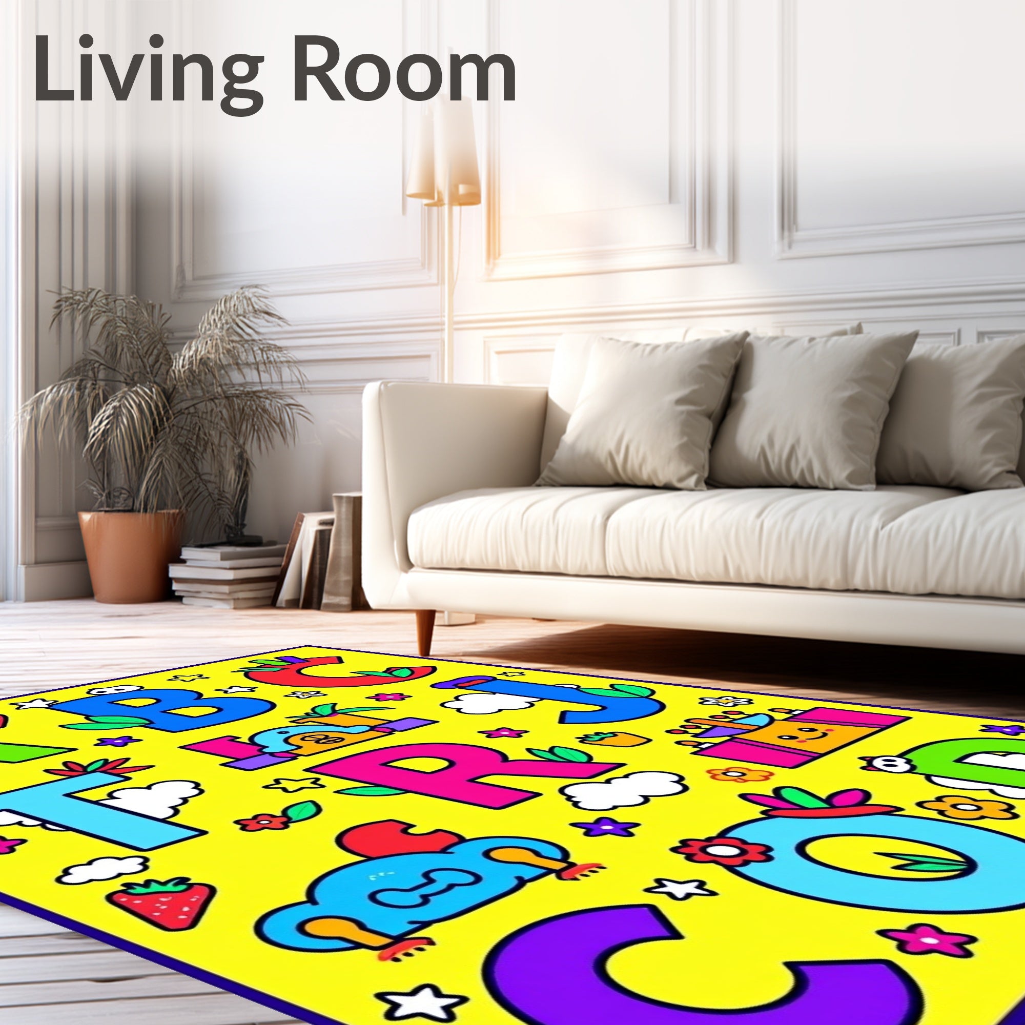 Playful Alphabet Garden Illustration Rug