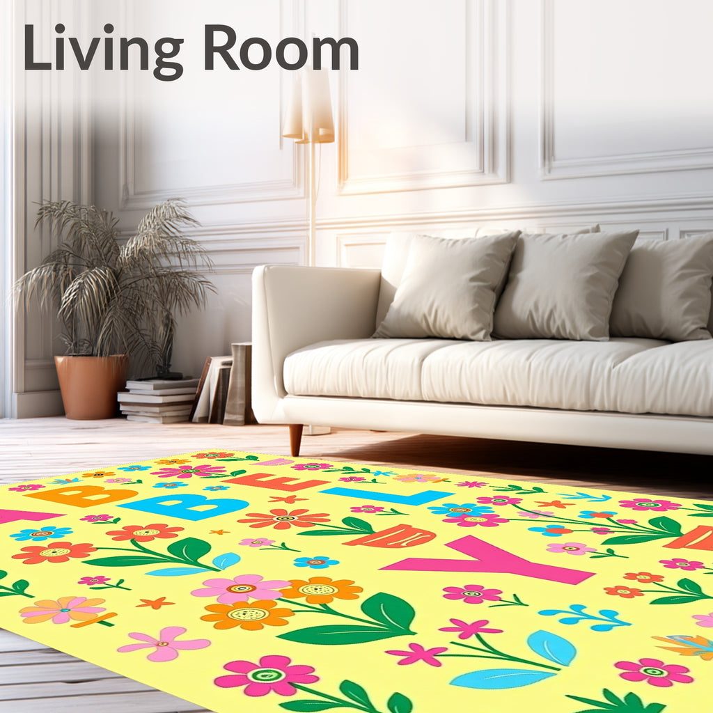 Bright Floral Alphabet Arrangement Rug