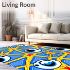 Radical Blue Yellow Starry Eyeball Rug