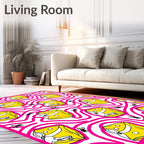Yellow Cheese Maze Pink Swirl Rug