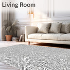Black White Geometric Labyrinth Textured Rug