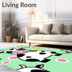 Kawaii Cow Farm Fun Circles Rug