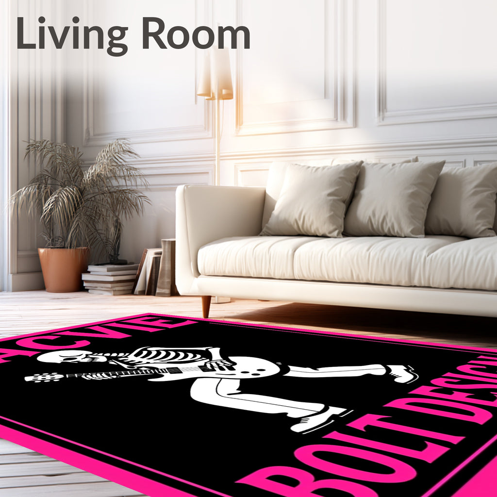 Skeleton Rocker Plays Electric Guitar Rug