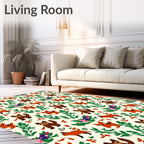 Whimsical Woodland Fox and Cat Companions Rug
