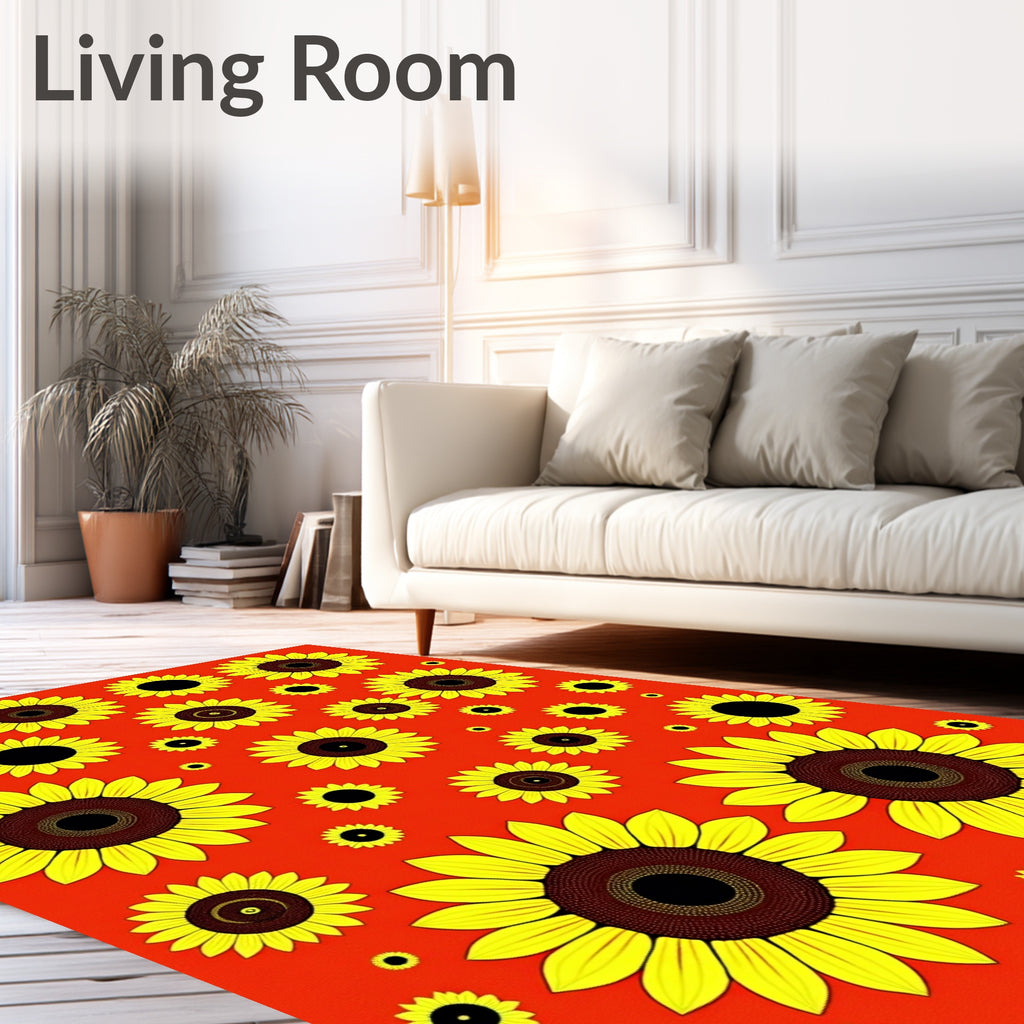 Vibrant Yellow Sunflower Field Rug