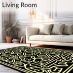 Cream Outline Baroque Floral Rug