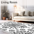 Black intricate floral mandala Rug