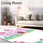 Pink Castle with Cute Hippo Charm Rug