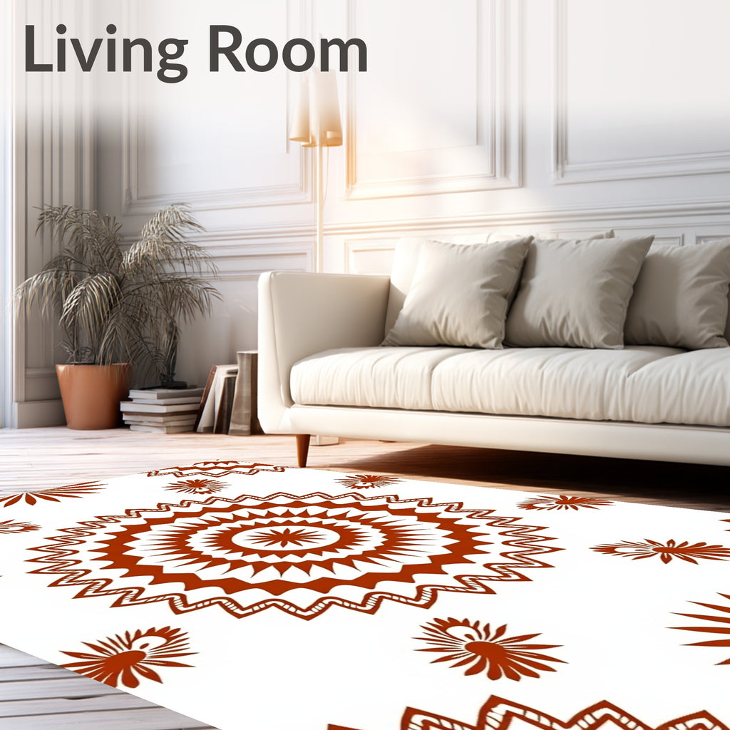 Terracotta Sunburst Medallion Mandala Rug