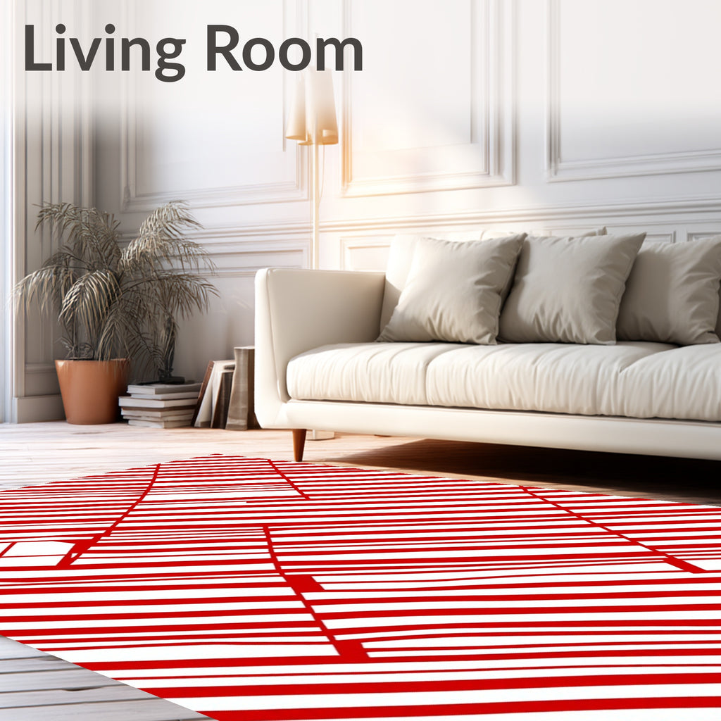 Crimson White Diagonal Stripe Illusion Rug