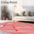 Crimson White Diagonal Stripe Illusion Rug
