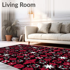 Red Floral Geometric Repeating Pattern Rug