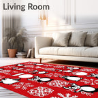 Whimsical Penguin Snowflake Christmas Collage Rug