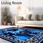 Blue Horse Winter Forest Border Rug