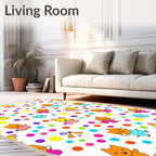 Whimsical Cats Polka Dots Collage Rug