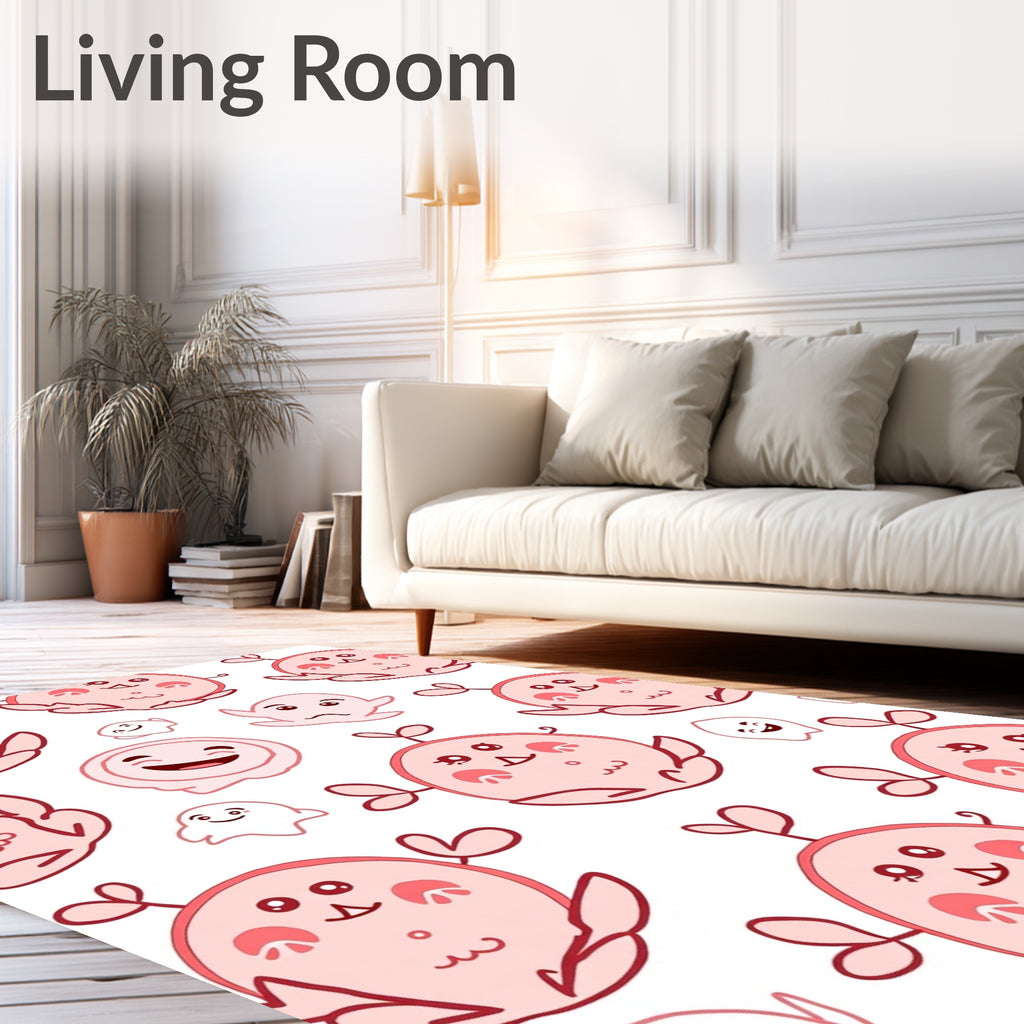 Playful Pink Creature Collage Rug