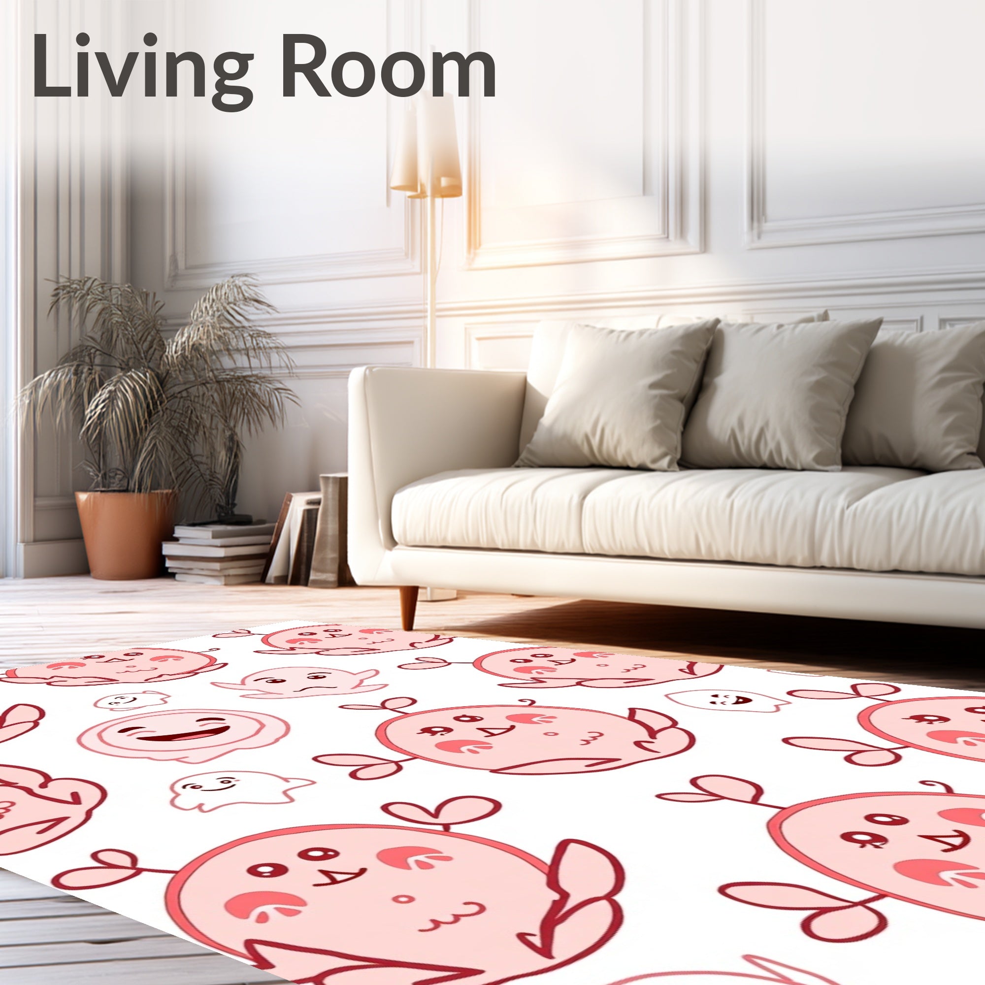 Playful Pink Creature Collage Rug
