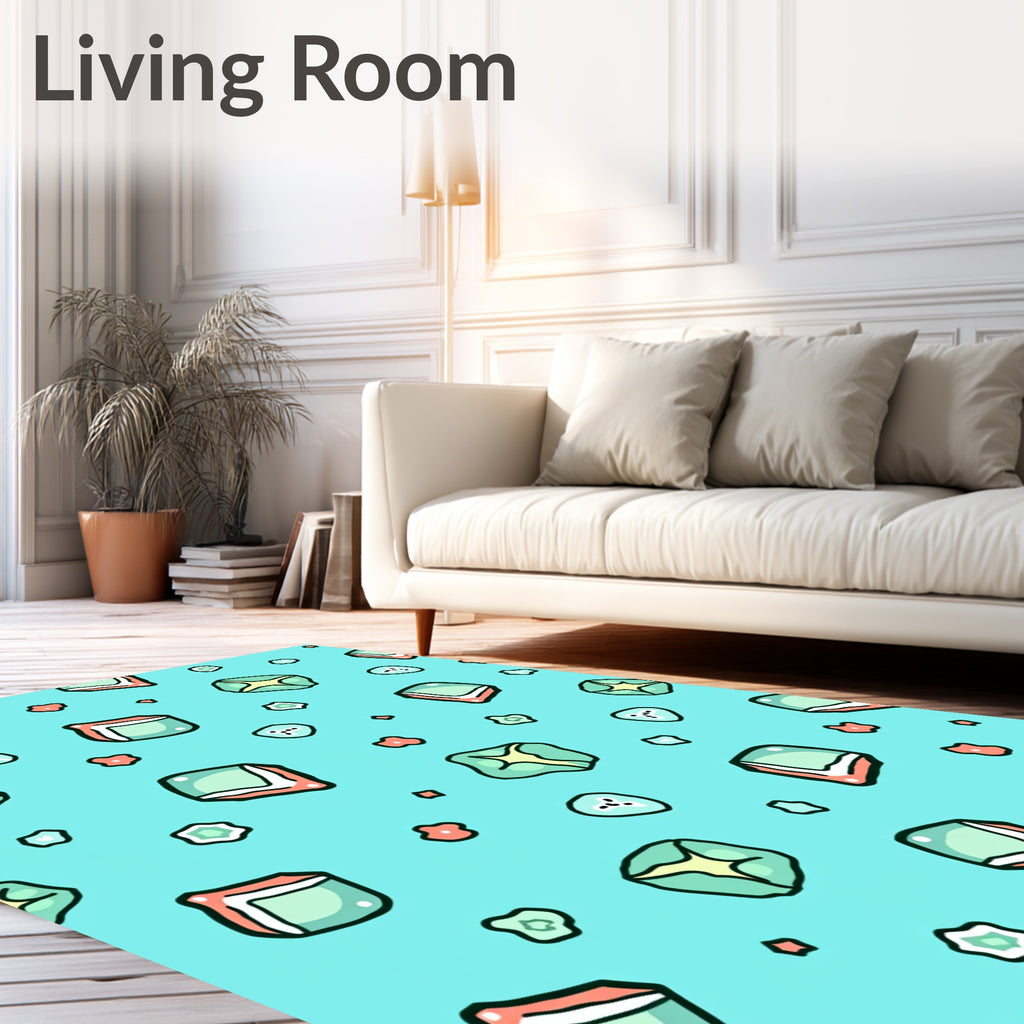 Aqua Teal Cubes Coral Scatter Rug