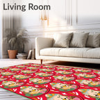 Whimsical Red Cupcake Cat Portrait Rug