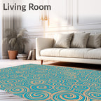 Teal Swirl Ocean Contemporary Art Rug