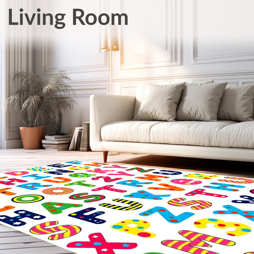 Colorful Alphabet Polka Dot Stripe Rug