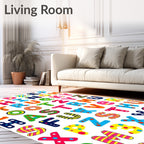 Colorful Alphabet Polka Dot Stripe Rug