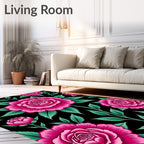Vibrant Fuchsia Rose Garden Bloom Rug