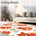 Playful Orange Cats with Flowers Rug