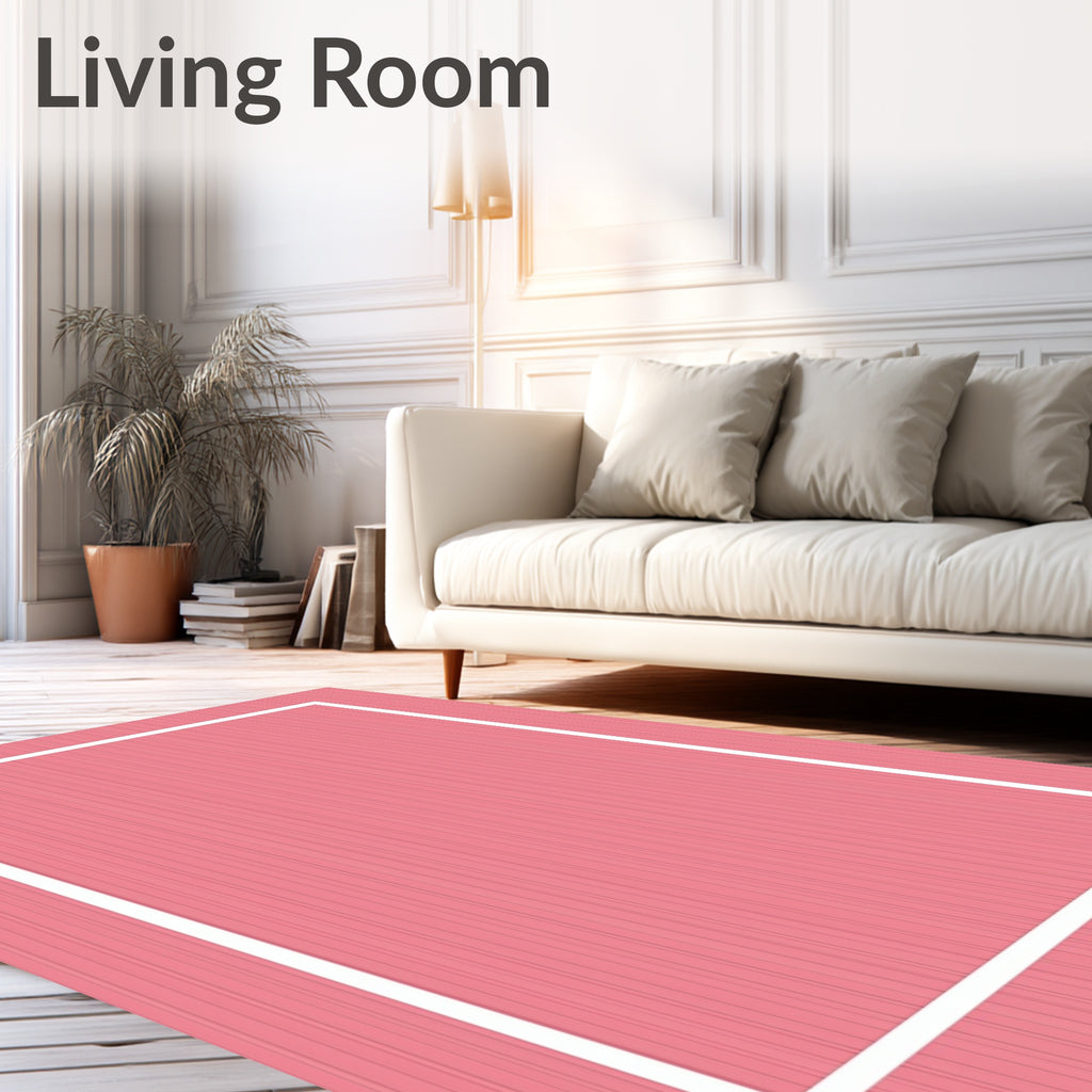 Pink Vertical Stripe Square Frame Rug