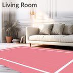 Pink Vertical Stripe Square Frame Rug